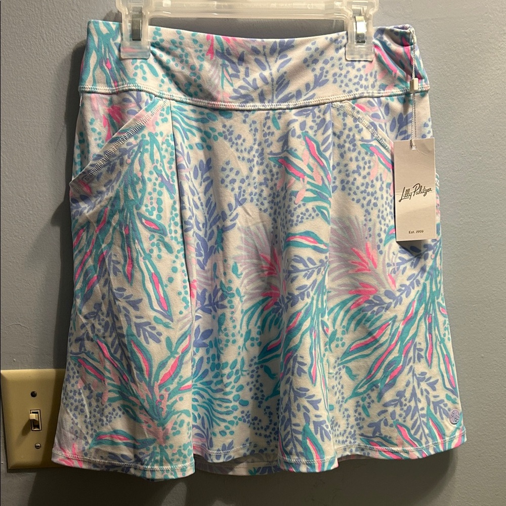 Lilly Pulitzer Vibrant Pink and Blue Skater Skirt